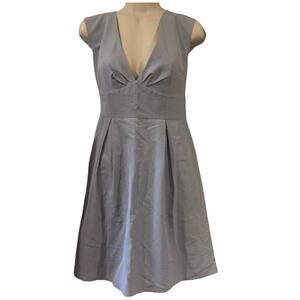 J. Crew Fit & Flare Cocktail Dress in Aluminum size 6 V-neck Cotton Silk